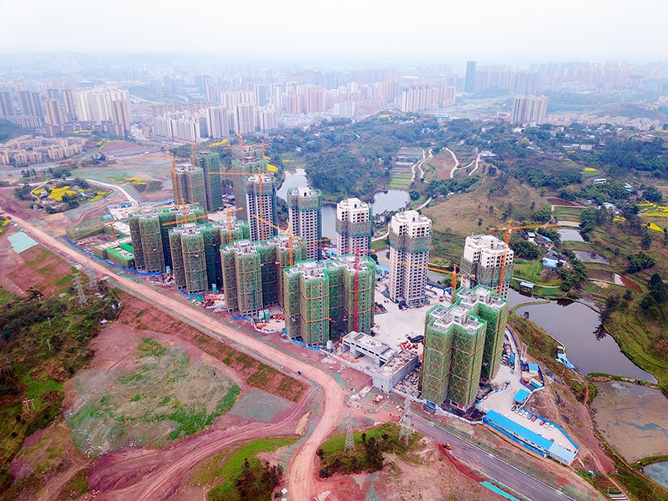 建設(shè)中的臥龍湖城中村棚改（二期）五號安置點
